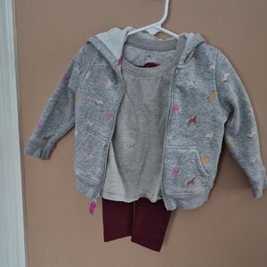 Cat & Jack Gray Hoodie with Colorful Animal Prints